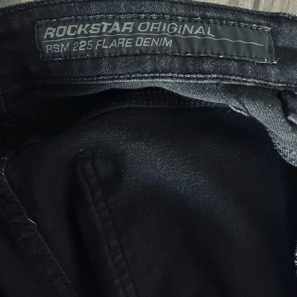 Rockstar Originals Jean Mens 34x46 Black Bootcut Flared Distressed Detailing - Picture 7 of 13